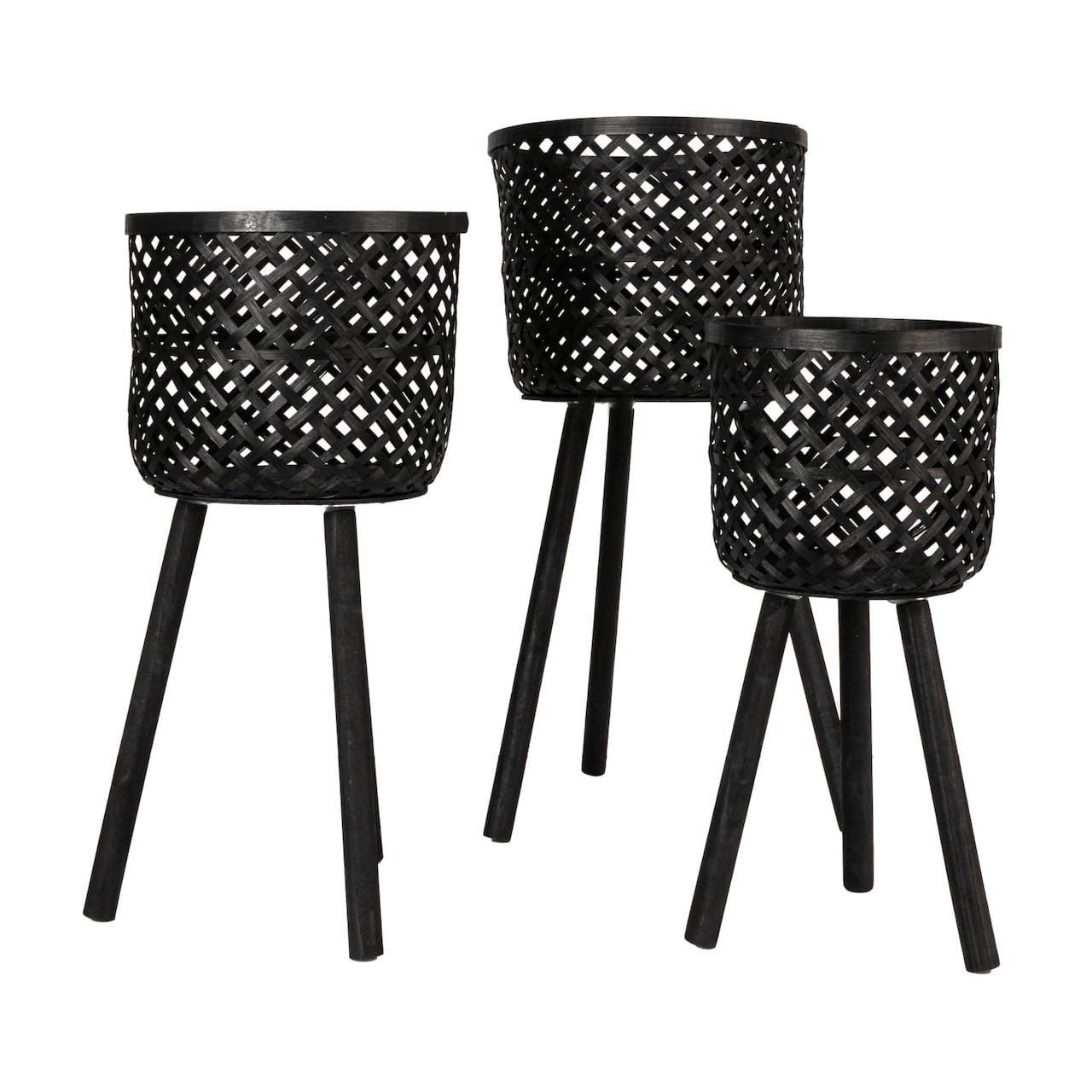 Hello Honey® Black Woven Bamboo Basket Set